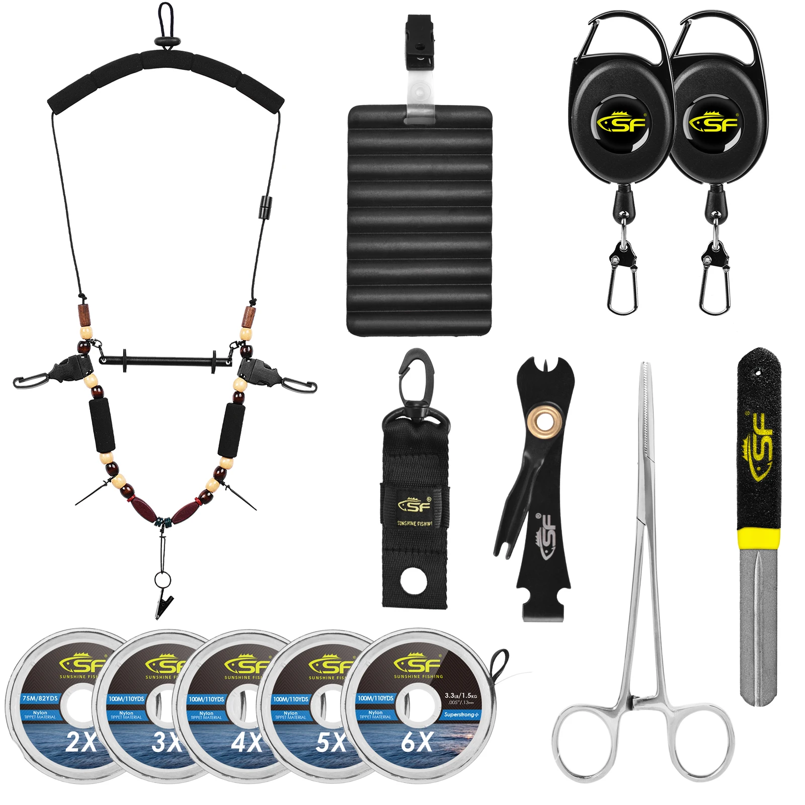 SF Chaleco de pesca con mosca, soporte de herramientas ajustable negro, correa de cuello de espuma, barra de Tippet Horizontal, liberación rápida - imagen 3