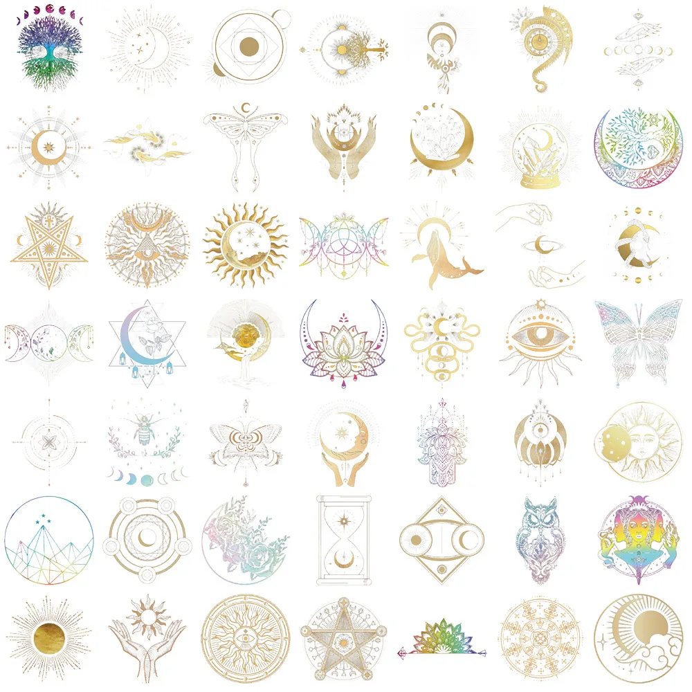 Golden Celestial Pegatinas PET transparentes impermeables para móvil - imagen 3