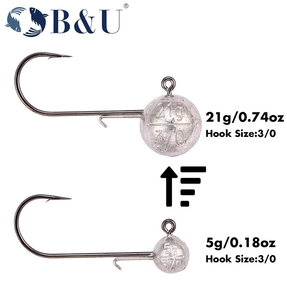 Anzuelos Jig Head de plomo B & U 3/0 4/0 – Para lubina y lucio - imagen 5