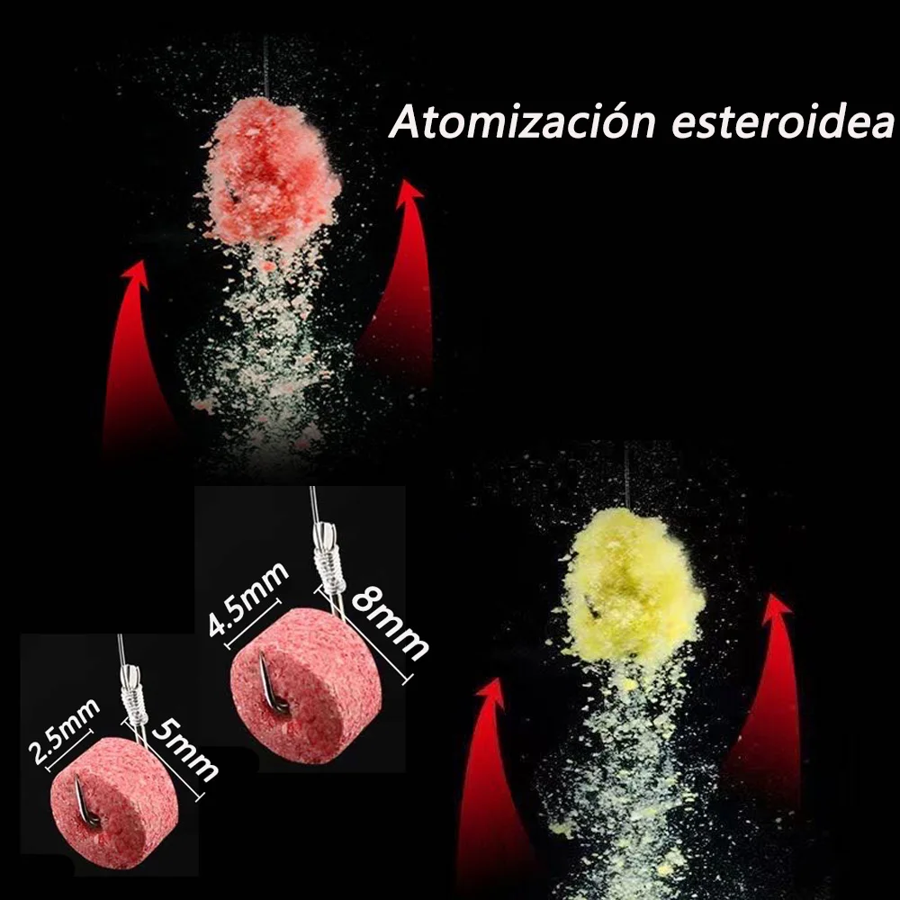 Atrayente de alimentación de Pesca, señuelo Granular hueco, nutrición, comida, sabor a pescado, aroma, Pesca, carpa, atomización, fibra, gancho para morder, cebo suave - imagen 2
