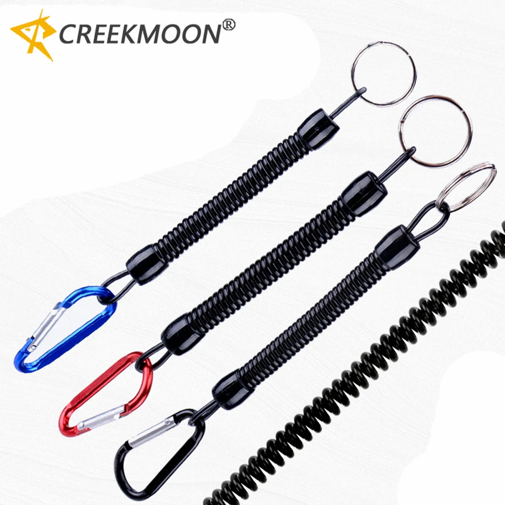 Cuerda antipérdida de alta resistencia para acampar, práctica multifuncional para llave con mosquetón, alicates de cordón de pesca, cuerdas en espiral, canoa