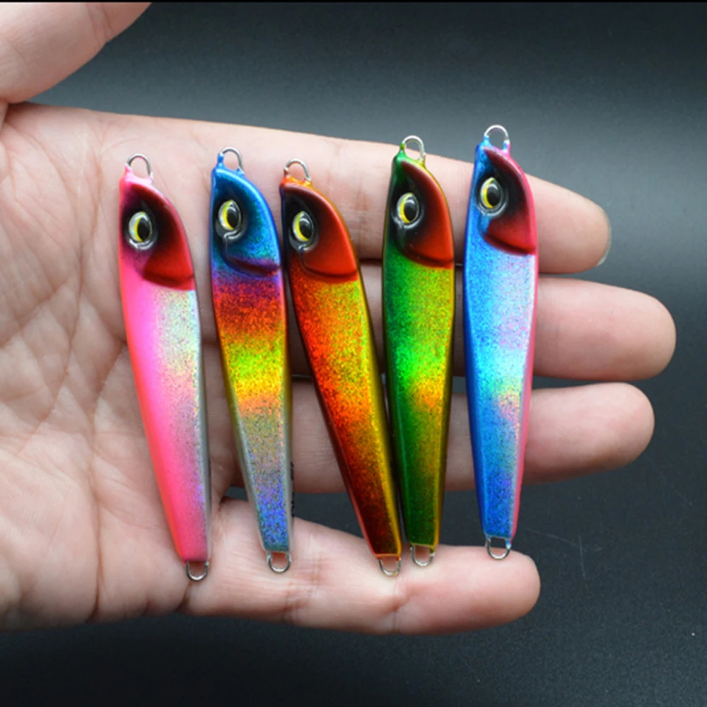 D1 señuelo de plantilla de Metal impreso en 3D, cebo duro de hundimiento láser de doble cara de tiro largo para aparejos de pesca de agua salada, 30g/40g/60g - imagen 5