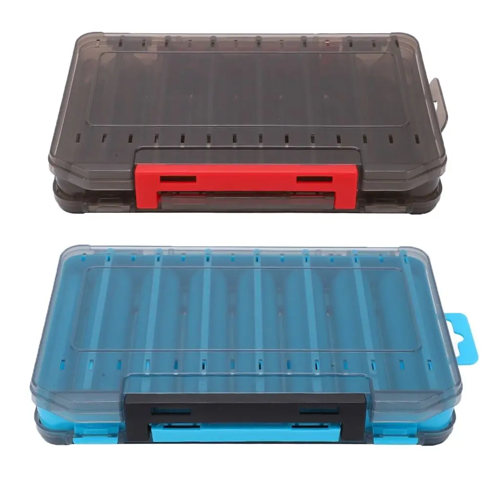 Caja de señuelos de pesca de doble cara con asa, caja de aparejos con 14 ranuras, impermeable, transpirable, ventilación, caja de almacenamiento de cebo para pescadores - imagen 3