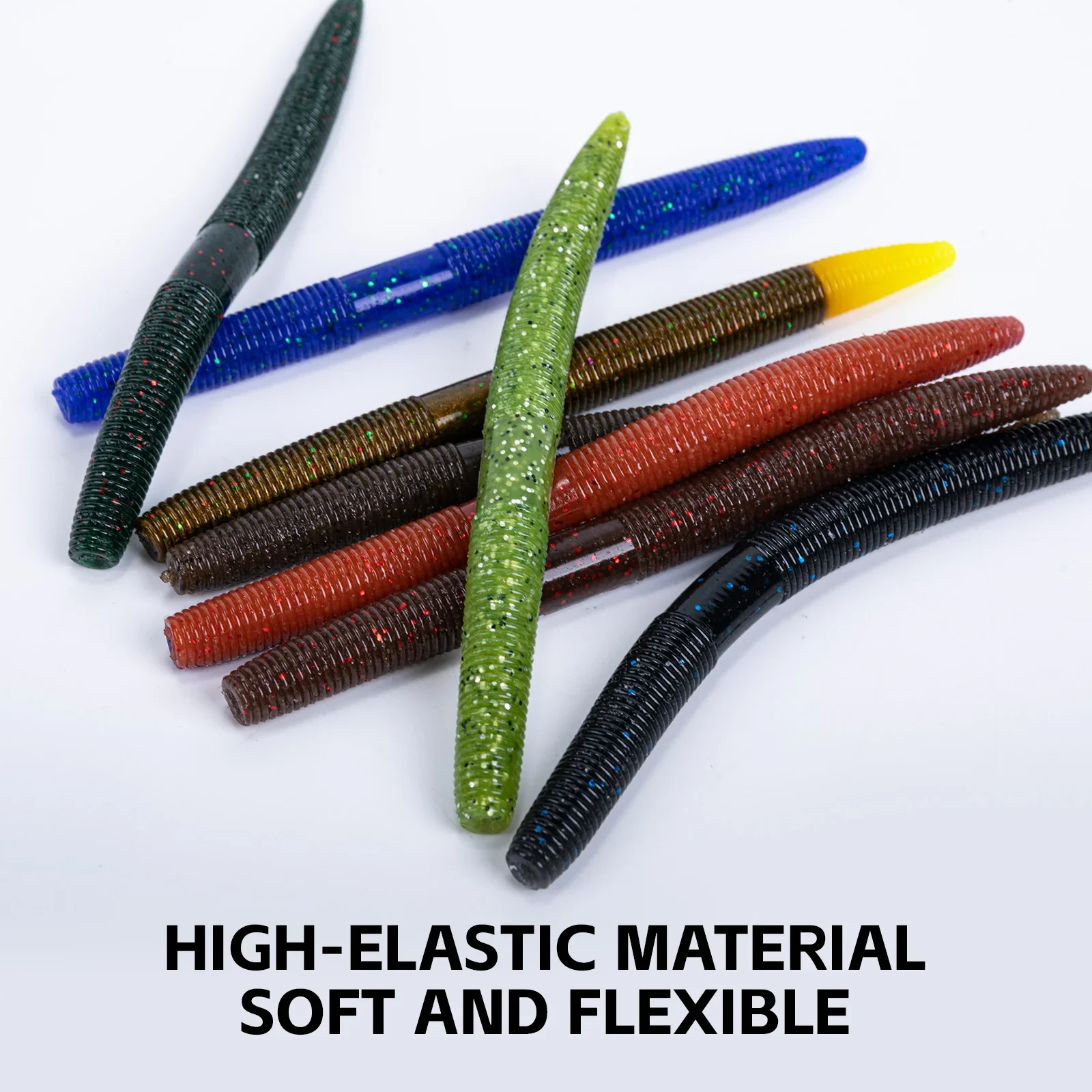 Goture 24 unids/set cebo blando de gusano 13,5 cm 5,3 pulgadas cebo de cola de hundimiento lento desgarradura realista pesca Artificial señuelos blandos Wobblers - imagen 3