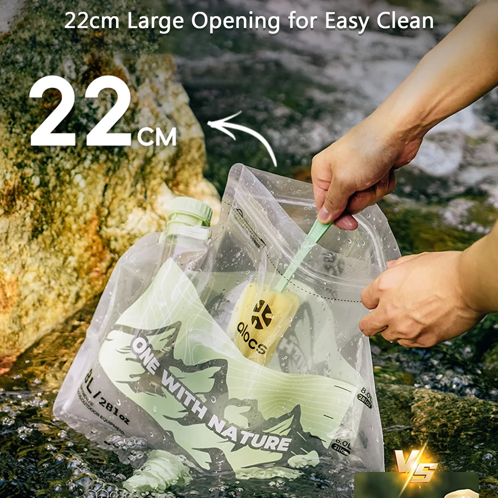 Bolsa de agua plegable para exteriores de 8L con grifo, soporte de almacenamiento de agua plegable para acampar al aire libre y senderismo - imagen 5