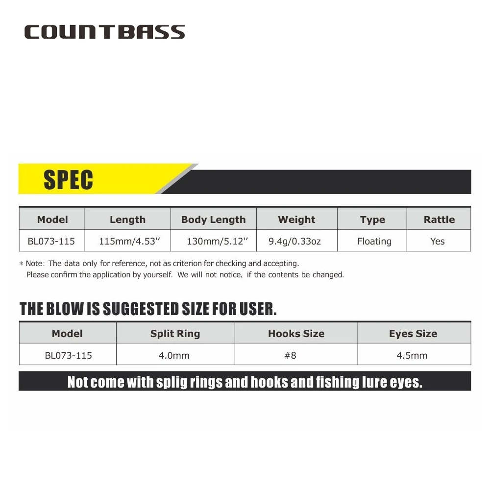 Countbass 10 cuerpos de señuelo en blanco, pececillo flotante 115mm/4,5 "9,5g/0,33oz, cebo de pesca sin pintar, sábalo, Wobblers, señuelos de peces - imagen 3