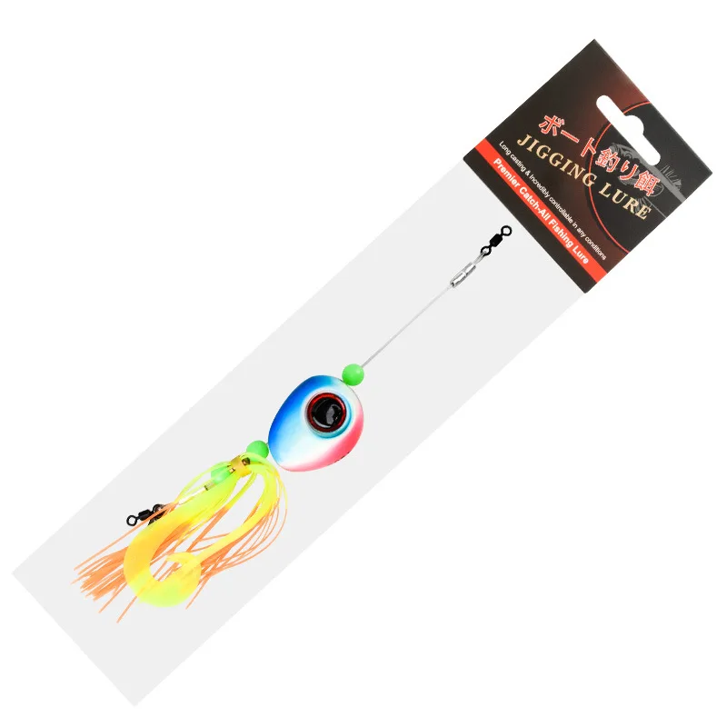 1PC Metal 150g200g250g300g Head with Skirt Jigging Lure Glow Kabura Pesca Slider Snapper Sea Bream Jig Hard Bait Fishing Lure - imagen 5