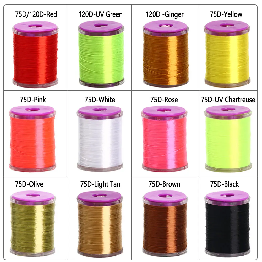 Bimoo 220 yardas 75D 120D hilo de atado de moscas de nailon de alta resistencia suave ligeramente encerado ninfa seco húmedo Señuelos de pesca Material de atado de moscas - imagen 4