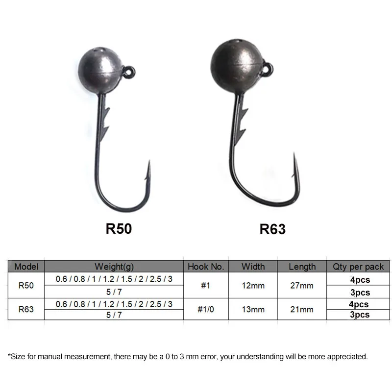 Water Sniper-anzuelo de plantilla de tungsteno, 3 piezas, 0,6g/1g/1,5g/2g/5g/7g, de cabeza redonda, para pesca de lubina - imagen 2