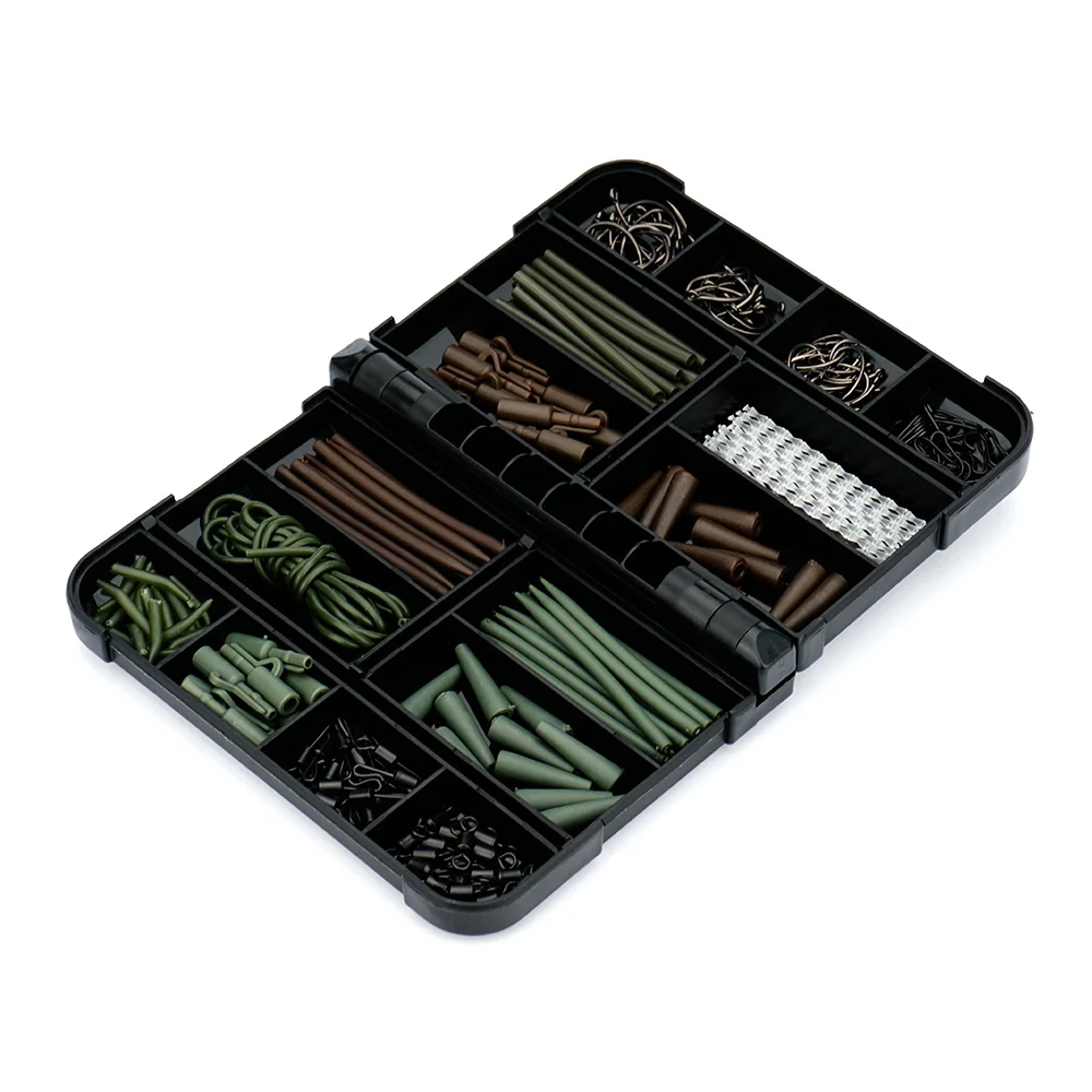 Kit de aparejos de pesca de carpa, 326 Uds., en caja, broches giratorios de pesca, aparejo giratorio de cambio rápido, Clips de plomo de seguridad, manga antienredos de goma - imagen 5