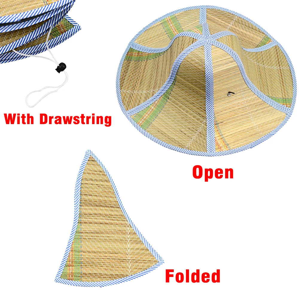 Sombrero de ala ancha de paja de verano, sombrero de paja de ratán para sol de pescador, sombrero plegable antiultravioleta para pesca en el jardín - imagen 5