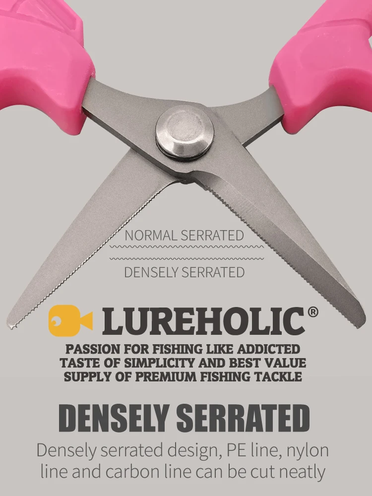 Tijeras de hilo de pescar Lureholic, densamente dentadas, mango suave ergonómico, 11,5 cm de largo, 30 g de peso, para trenzado, línea de carbono - imagen 3