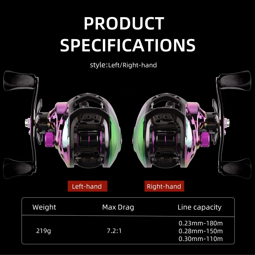 Carretes de Pesca con Ratio de engranaje 7,2: 1, carrete de Baitcasting de alta velocidad, carrete de aluminio, todo para Pesca - imagen 4
