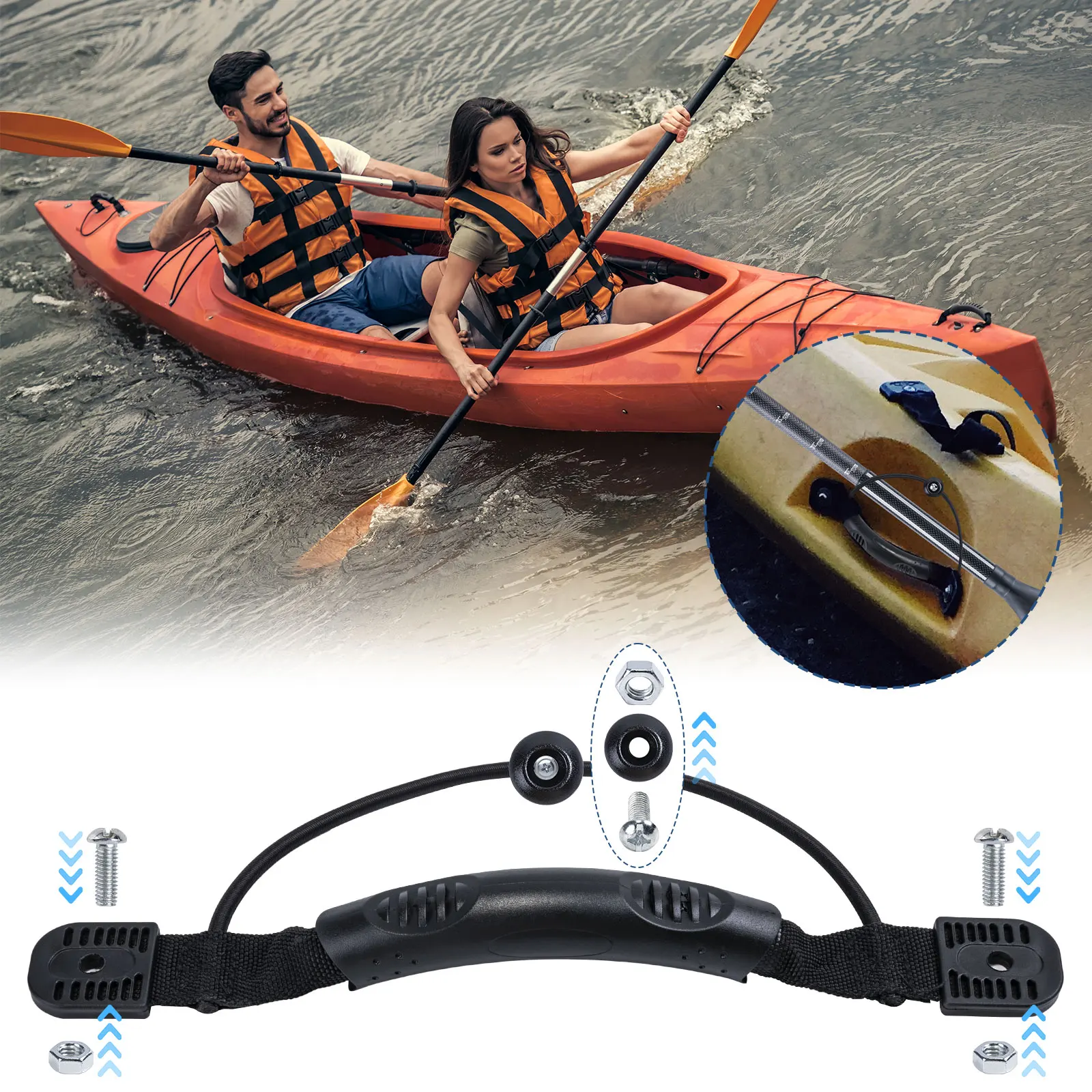 Goture-asas de transporte con remaches para Kayak, manijas de montaje lateral con tornillos para canoa oceánica, Maleta de barco, equipaje, piezas de Kayak - imagen 3