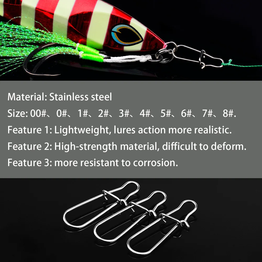 Pin reforzado de acero inoxidable Luia, conector fuerte, cebo, gancho rápido, anillo de conexión, accesorios de pesca, venta al por mayor, 100 unids/pack - imagen 3
