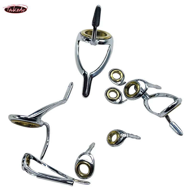 TAKEDO TN18 9 Uds. Anillos de cerámica de acero inoxidable con luz de fundición, Kit de reparación de guías de varilla, accesorios de repuesto para pesca