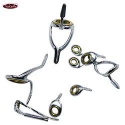 TAKEDO TN18 9 Uds. Anillos de cerámica de acero inoxidable con luz de fundición, Kit de reparación de guías de varilla, accesorios de repuesto para pesca