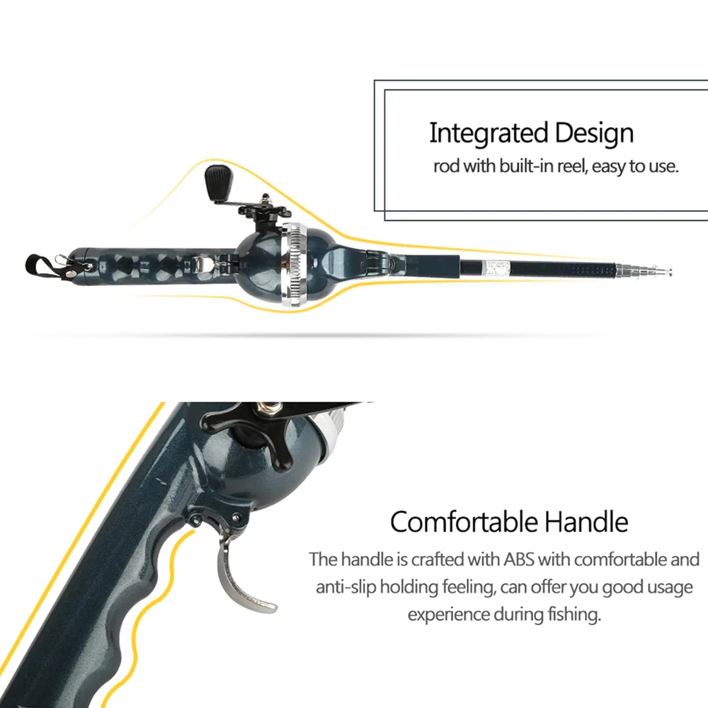 Caña de pescar de mar plegable portátil para carpa, carrete de señuelo Ultra duro plegable telescópico de 134cm, Combo de 1 cuerpo con aparejos de sedal - imagen 4