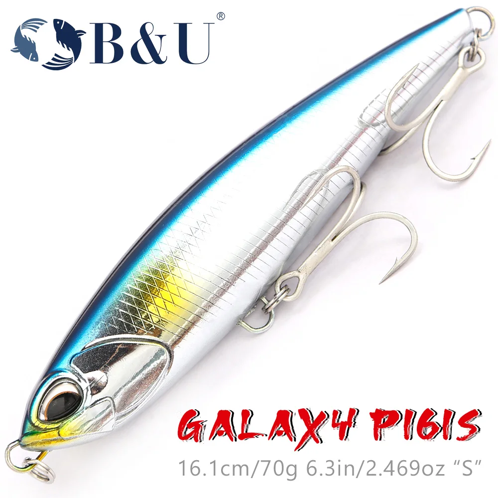 B & U GT pesca palo de agua salada cebo Artificial señuelo de pesca de mar Stickbait lápiz señuelo hundimiento