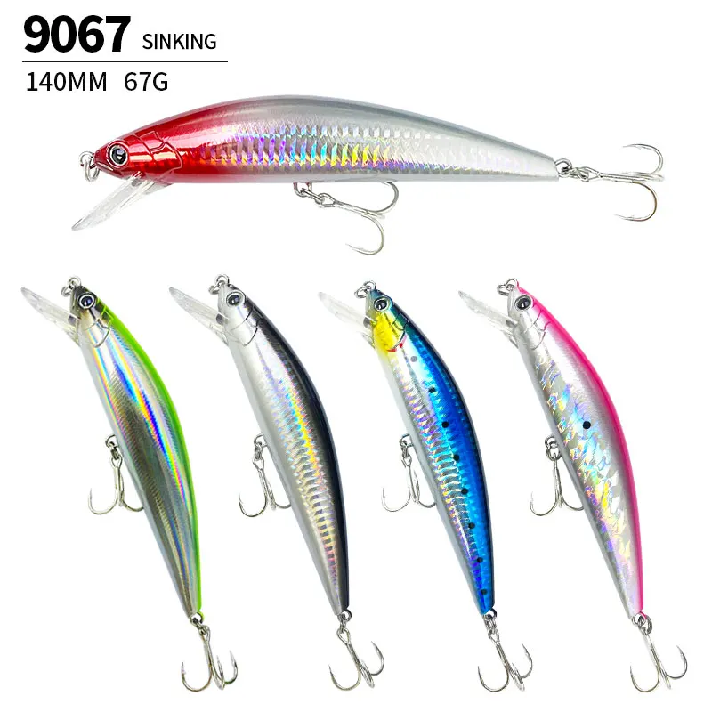 Señuelo de pececillo de hundimiento pesado, 67g, 140mm, cebos artificiales de lubina, Pesca de mar de fundición larga, Wobbler Swimbait para agua dulce y de mar - imagen 4