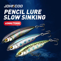 Señuelos de pesca Johncoo, lápiz de hundimiento lento, 60mm, 6,5g, 75mm, 10,5g, cebos duros, Wobblers, señuelo para pesca de trucha