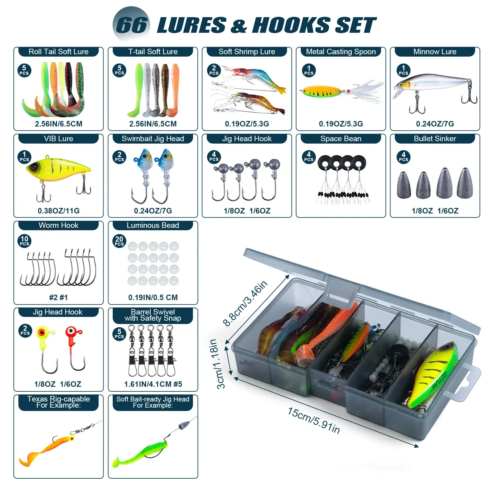 Goture-Juego de carretes de caña de pescar de doble hilado, 1,9 m2,1 m, 2,3 m, 2,5 m, 2,7 m, Kit completo con 5,2: 1, carretes de pesca, herramientas para pesca en el mar - imagen 3
