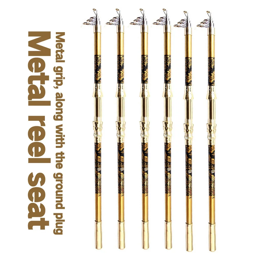 Caña de pescar profesional de carpa de Metal, 2,1 m-3,6 m, fibra de vidrio dorada, mango EVA, cañas giratorias telescópicas, peso de pesca de 5kg, mar y río - imagen 5