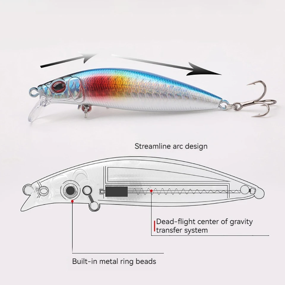 WALK FISH-Señuelos de Pesca de pececillos, cebos duros artificiales de alta calidad, 76mm, 7g - imagen 3