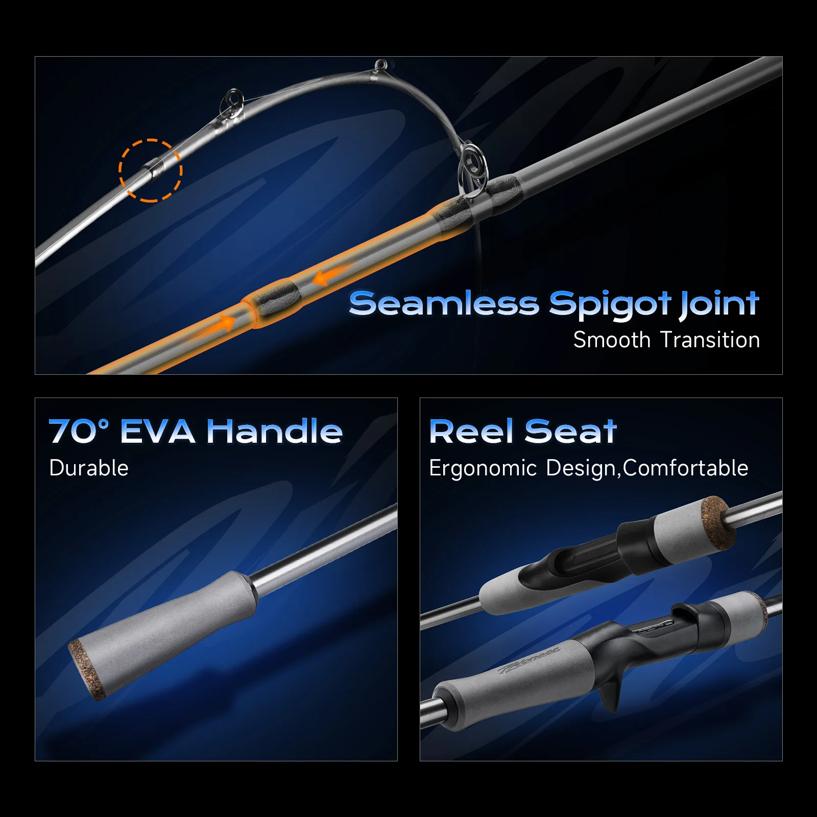 HANDING Caña de pescar Pioneer Perch, 1,8-2,44 m, acción rápida moderada, potencia media, 24 toneladas, fibra de carbono, anillo guía TS, caña de pescar - imagen 5