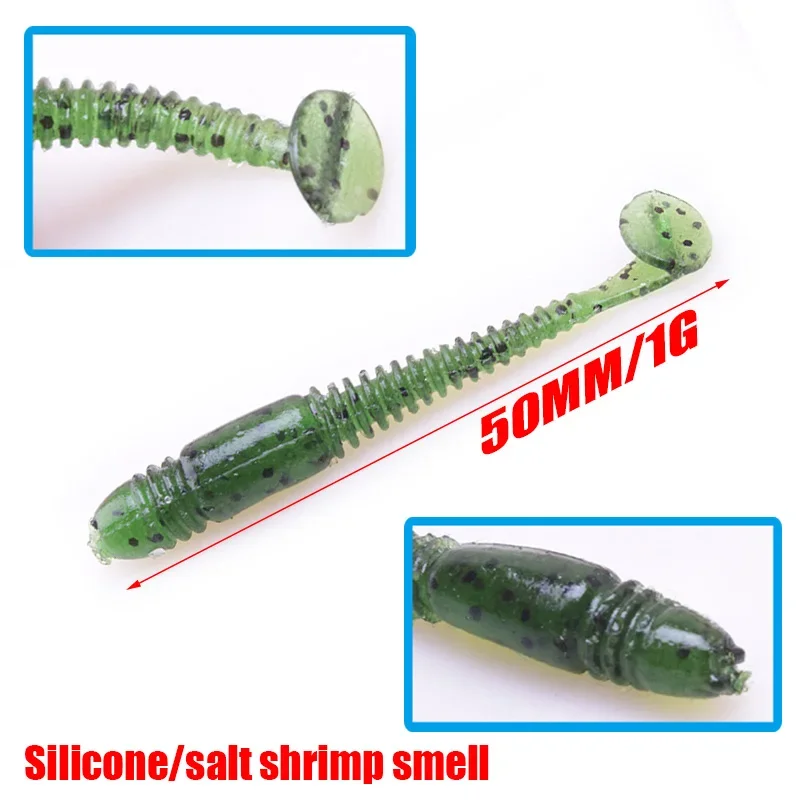 16 Uds gusanos cebo blando Jig Wobblers señuelo de Pesca 5cm 1g olor a sal cebos artificiales de silicona cola nadar lubina carpa aparejos de Pesca - imagen 3