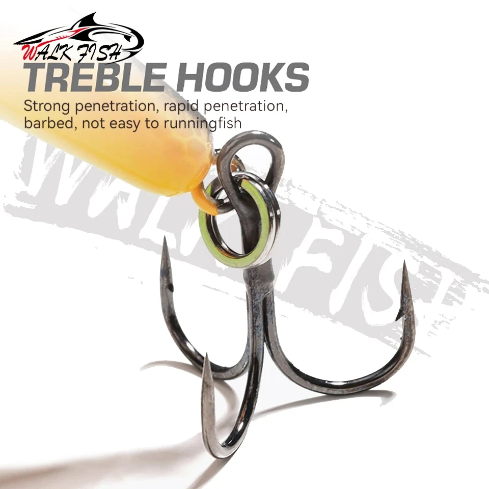 WALK FISH-señuelo de pesca flotante para pececillo, 120mm, 17g, Lucio, 3 anzuelos, cebo duro, manivela, Wobbler, señuelo duro Artificial, aparejos Jerkbait - imagen 5