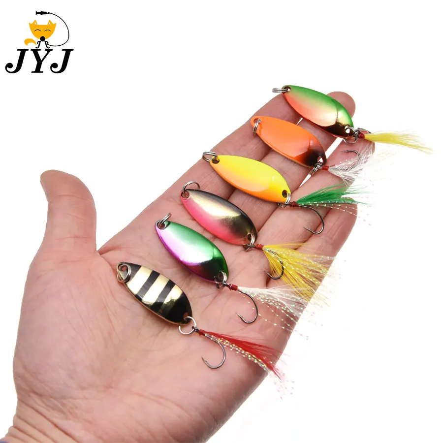 JYJ señuelo de cuchara de pesca de metal duro, cebo para trucha, cebo giratorio de lentejuelas para cebo wobbler de agua salada - imagen 3