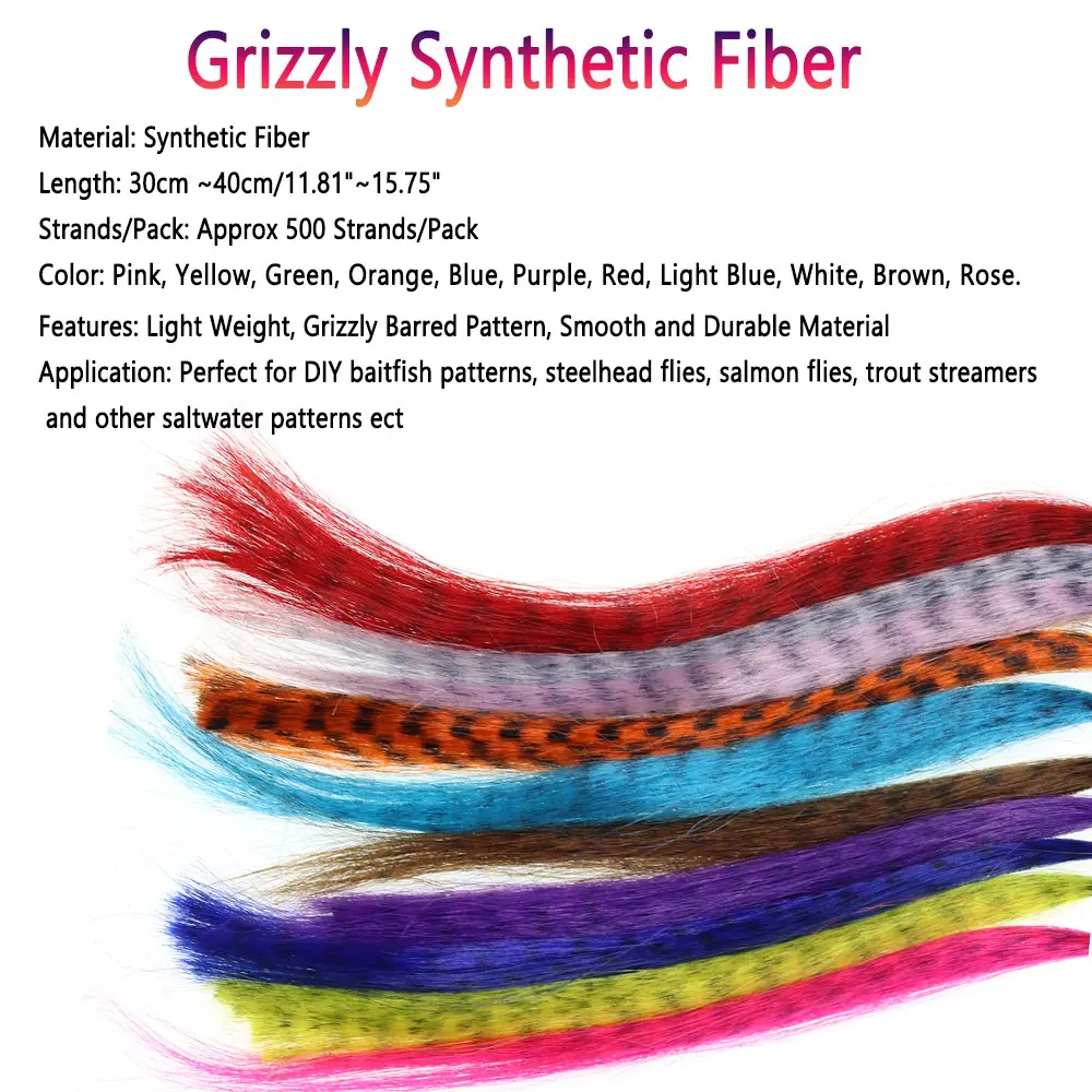 Bimoo, 1 paquete, Material de atado de moscas de fibra sintética Grizzly, fibra de pececillo de color negro para Baitfish Steelhead, moscas, Señuelos de Pesca de Mar - imagen 2