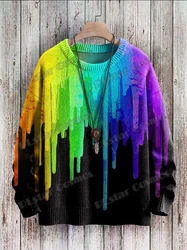 Jersey arcoíris acuarela unisex de punto con cuello redondo