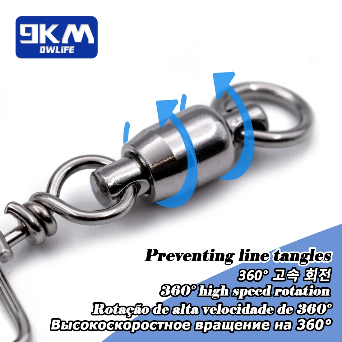 Giratorios de pesca, 10 Uds., rodamiento de bolas giratorio con Snap Coastlock, anillos sólidos de acero inoxidable, aparejos de pesca giratorios de agua salada - imagen 4