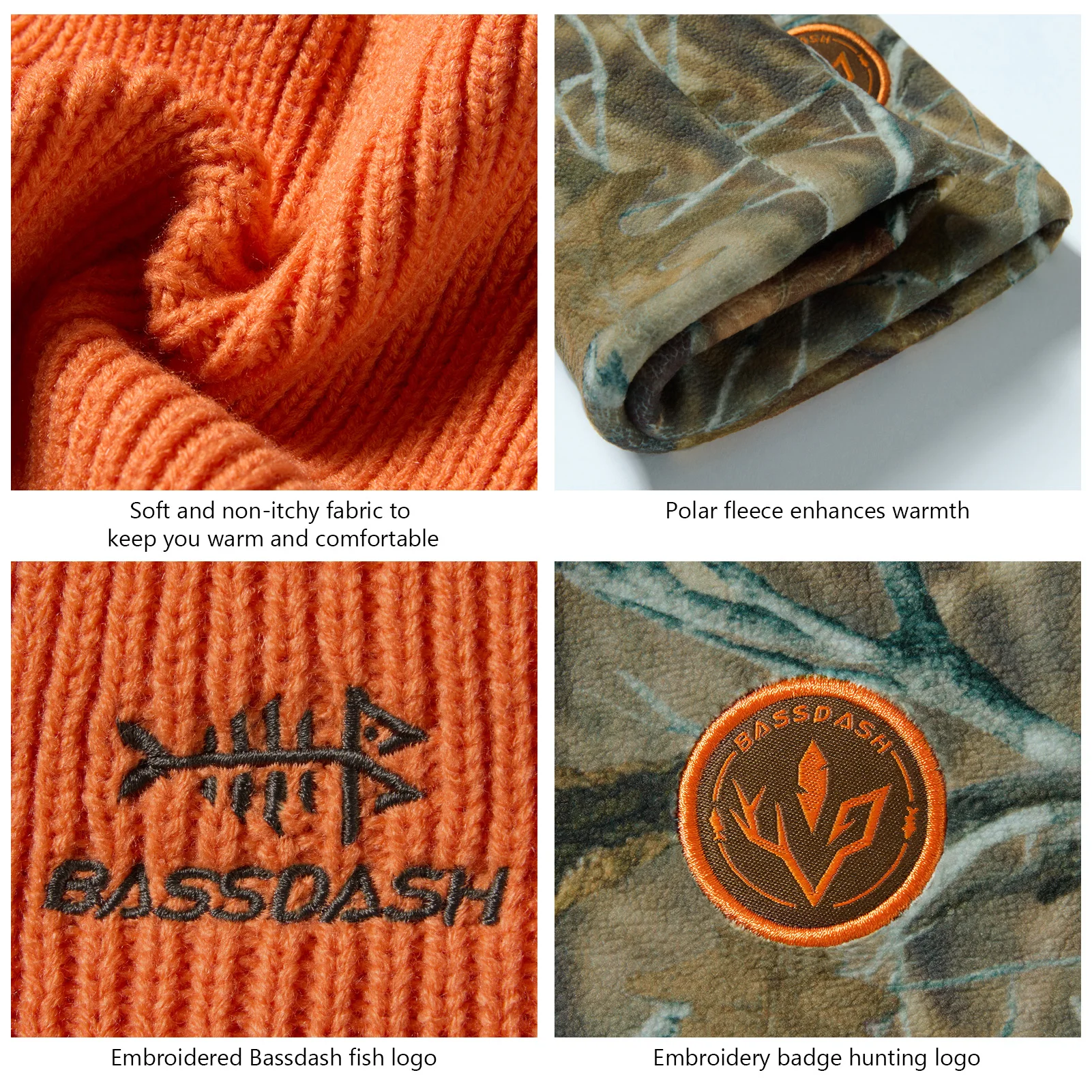 BASSDASH Gorro de invierno de lana reversible a prueba de viento, gorros gruesos y cálidos para hombres y mujeres, gorro de punto con puños unisex de ajuste elástico - imagen 5