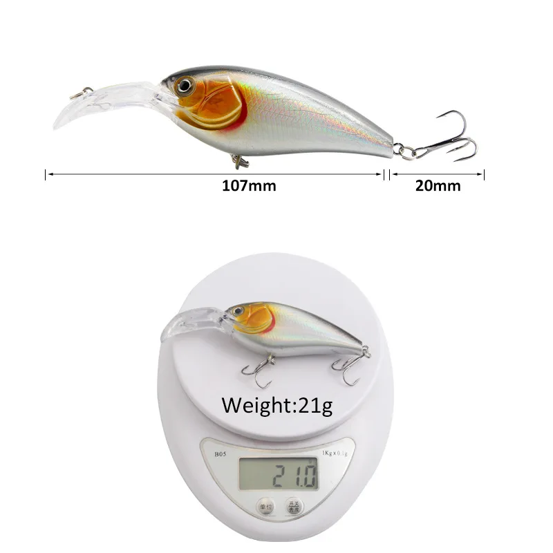 Cebos de manivela, Wobblers láser de bronce, 10,7 cm, 21g, señuelo de pesca de Lucio, cebo Artificial, cebo duro Swimbait, aparejos de pesca - imagen 5
