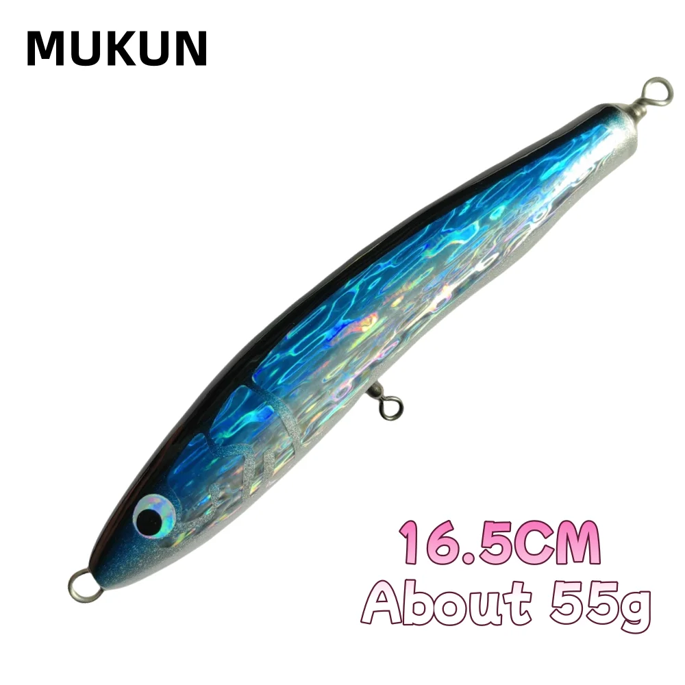 Señuelos de pesca Popper de madera, 16,5 cm, 55g, gran juego, superficie Topwater, cebo tipo lápiz, Fishi de carpa de agua salada de aguas profundas