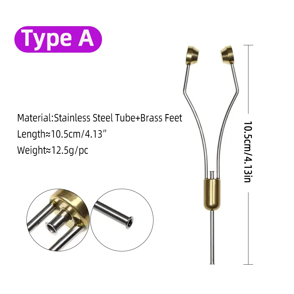 Wifreo ﻿ Soportes de bobina para atado de moscas, punta bimetálica, herramientas de atado de moscas de latón y acero inoxidable para pesca de moscas, cebo señuelo de trucha - imagen 2