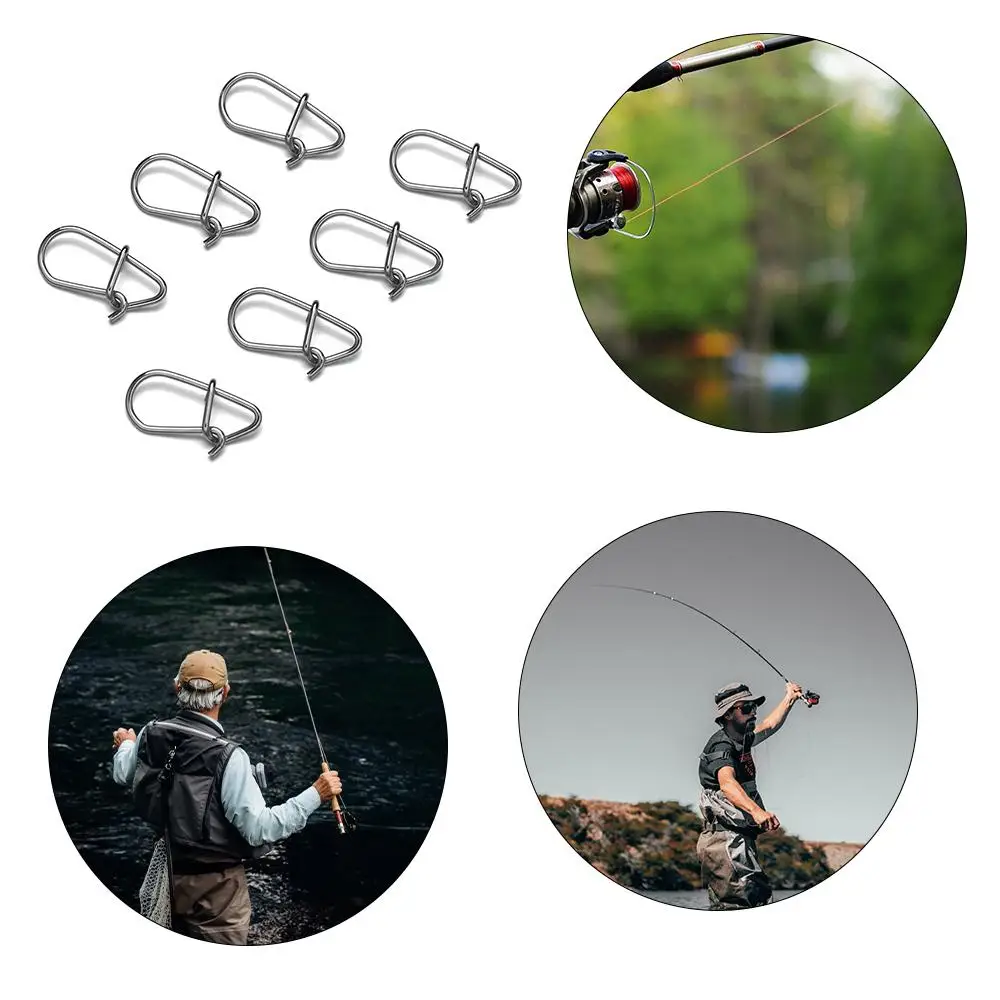 100 Uds portátil nuevo duradero de acero inoxidable bloqueo rápido pesca colgante Snap ovalado anillos divididos barril conector giratorio - imagen 2