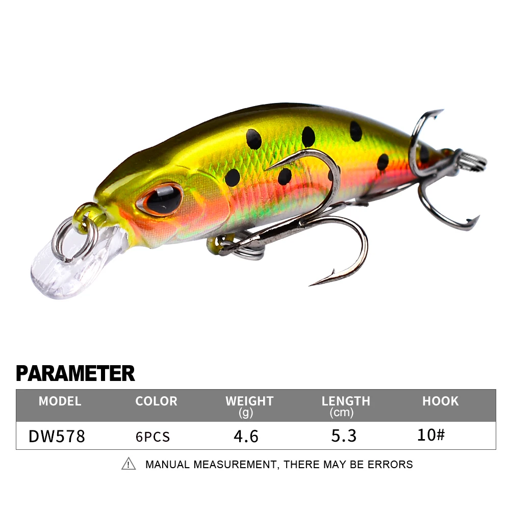PROBEROS Mini hundimiento Minnow Wobblers Señuelos de Pesca 5,3 cm-4,6g cebo duro Artificial Trolling Jerkbait Swimbait pesca de lubina - imagen 2