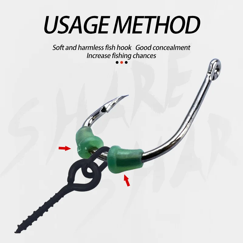 50 Uds herramientas de pesca gancho bloqueo cuentas de goma aparejo de pesca de carpa gancho fijo anzuelo de pesca parada accesorios de cuentas - imagen 3