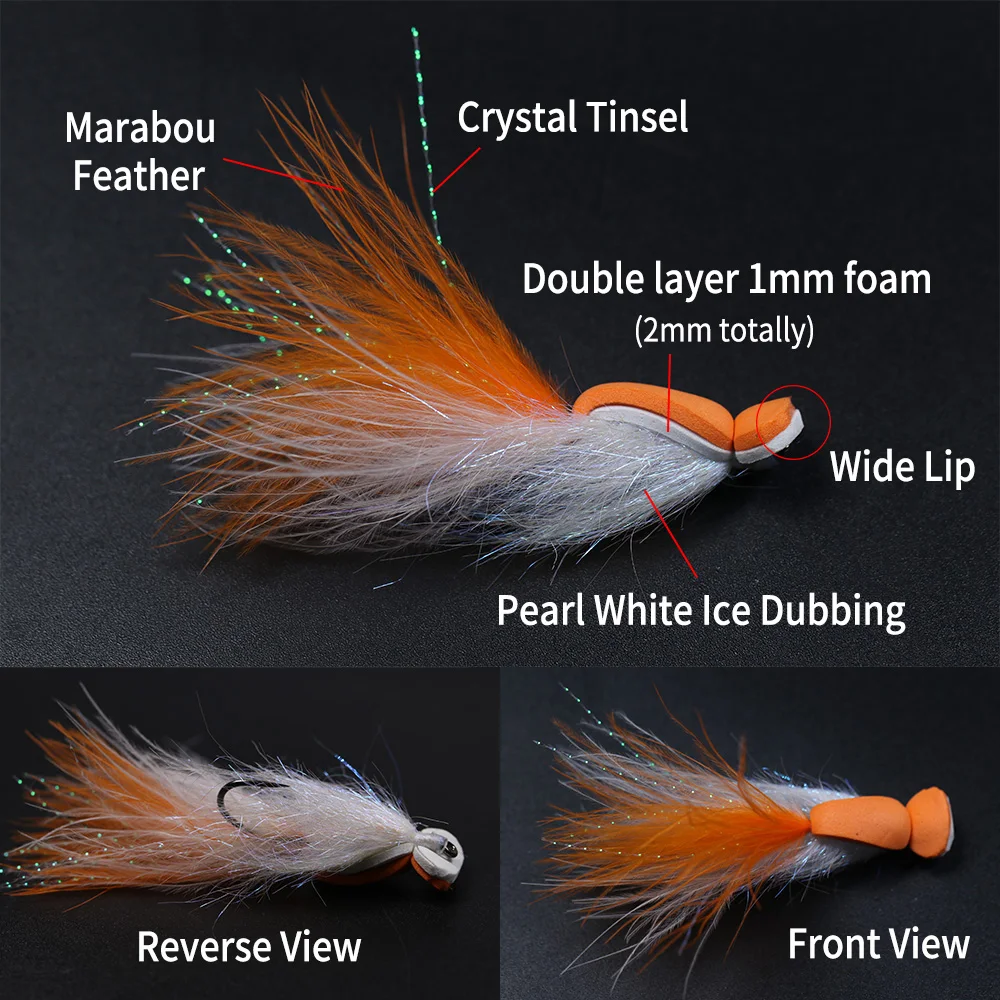 Bimoo-moscas de agua salada para Seatrout, lubina a rayas, Redfish, Tarpon, Snook, Pike, 2,5 ", 4 unids/lote por caja - imagen 4