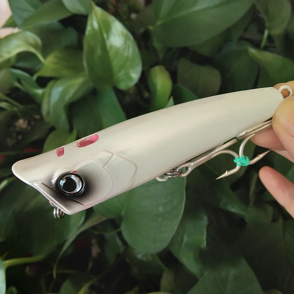 Señuelos de pesca Popper Topwater, cebo duro Artificial con chorro de boca grande para GT, atún, 90mm, 22,9g, 1 ud. - imagen 4