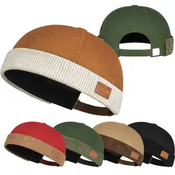 Gorro informal ajustable sin ala, gorro Docker Vintage de pana, gorros de piel de melón de Color sólido, Unisex