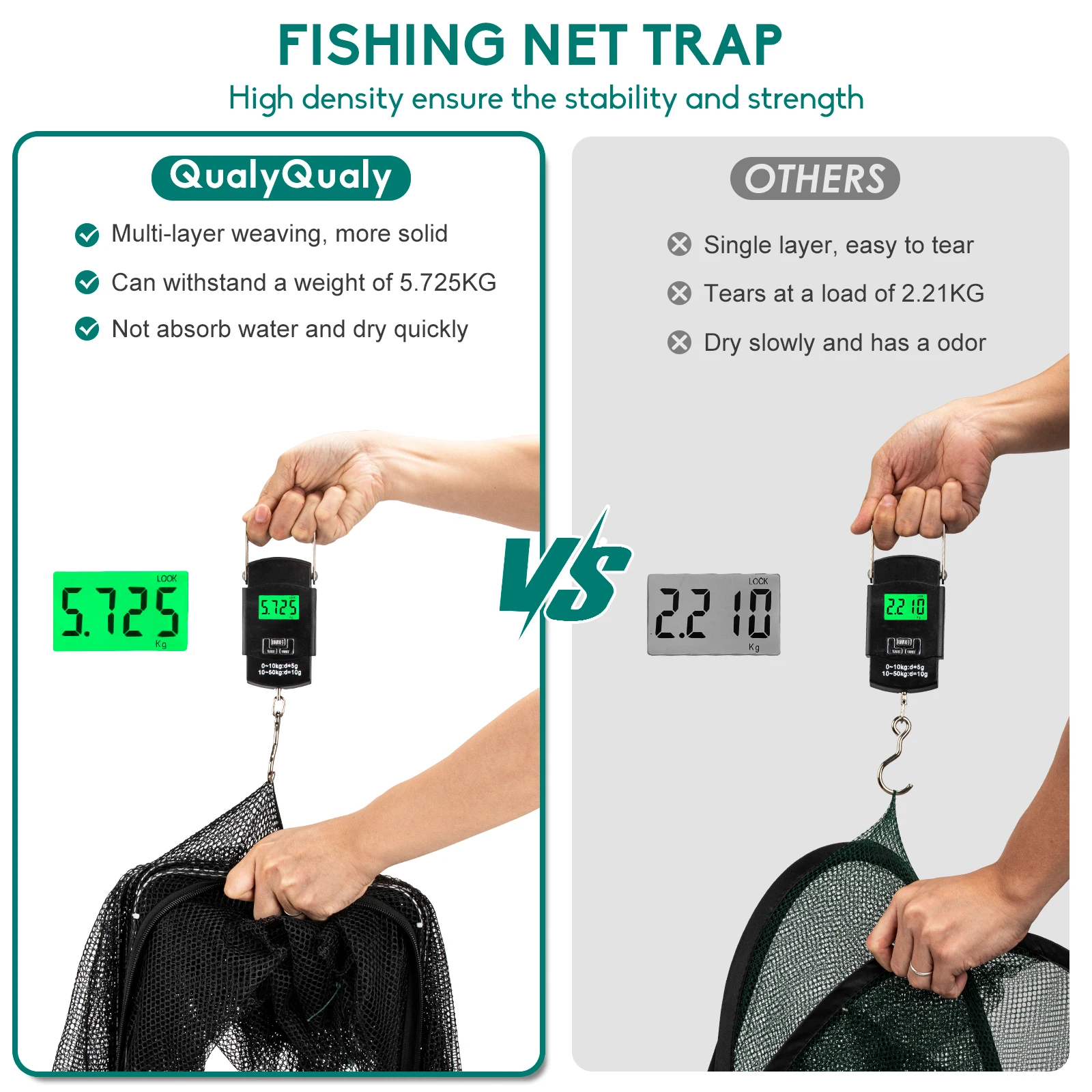 Jaula de red de pesca doblada con 6 agujeros, malla portátil, receptor de cangrejos, fundición de peces, cangrejos, camarones, anguilas fundidas, trampas de pesca - imagen 5