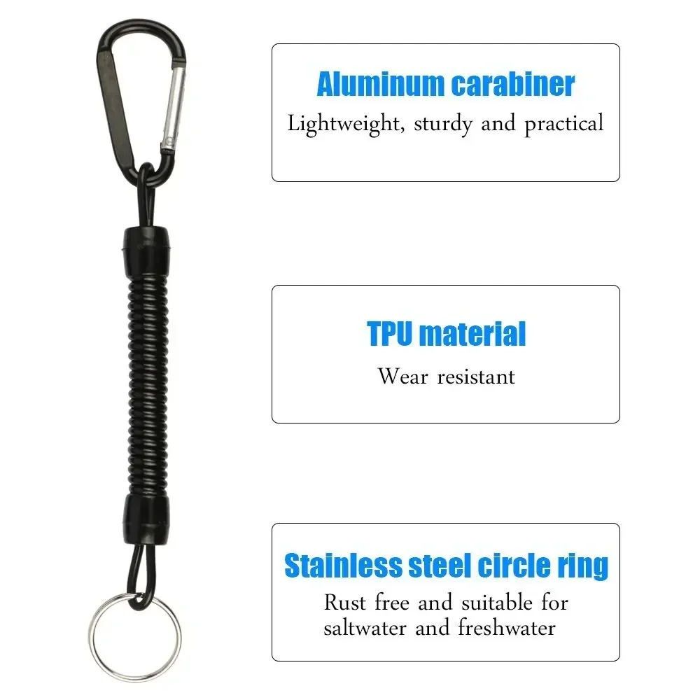 SANLIKE 10 Uds cuerda antipérdida cuerda de seguridad de pesca retráctil cuerda fija mosquetón para acampar al aire libre bloqueo de seguridad herramientas de pesca - imagen 3