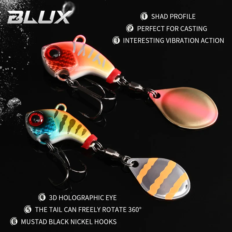 BLUX-señuelo de pesca de lubina de agua dulce CYCLONE Tail Spinner 1/4oz 3/8oz Shad Metal Vib Casting Shore Jig Bait Copper Blade Spoon - imagen 3