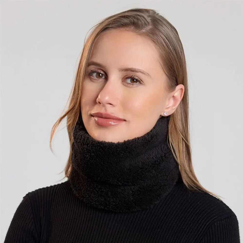 Modieuze pluche nekbeschermer, warm houden, effen kleur, koudebestendige kraag, halfgelaatsmasker voor buiten kamperen - imagen 2