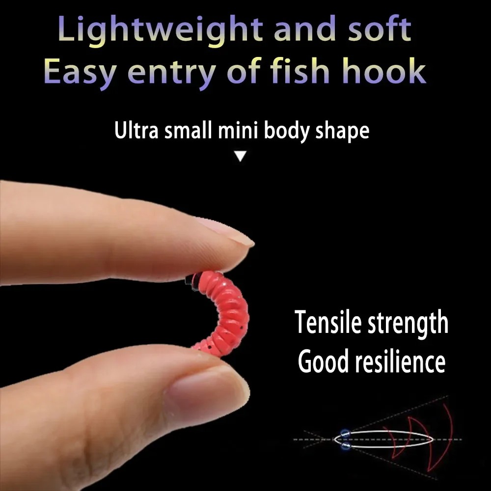 125 Uds cebo de pesca de lombriz de tierra 5 colores cebos de gusano de plástico suave señuelo de larva de gusano realista para cebo de gusanos de pan de carpa - imagen 5
